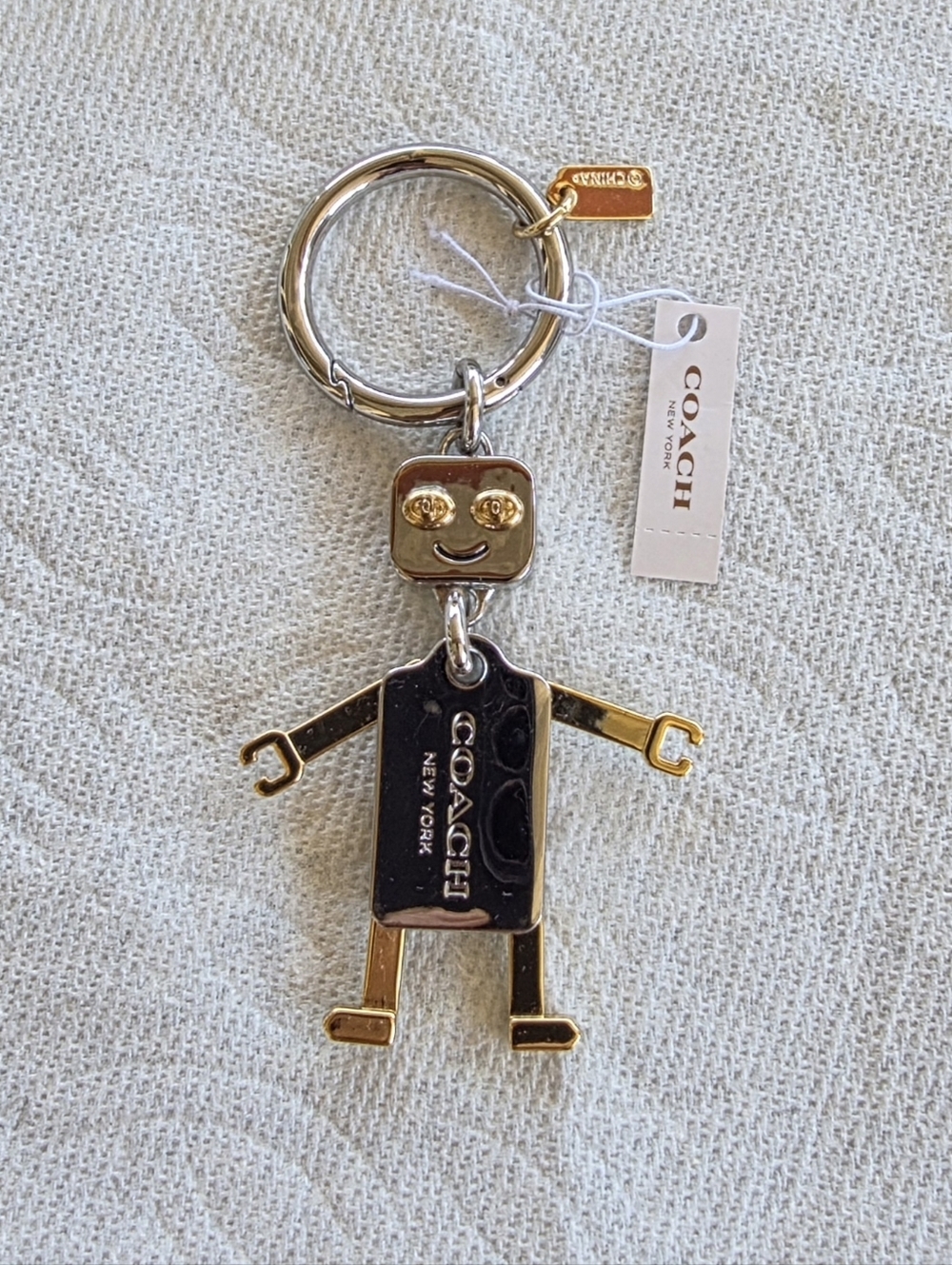 COACH Metal ROBOT Key Ring F65429 Silver/Gold NEW! - Picture 5 of 8